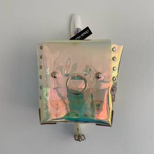 DollsKill holographic/silver mini backpack